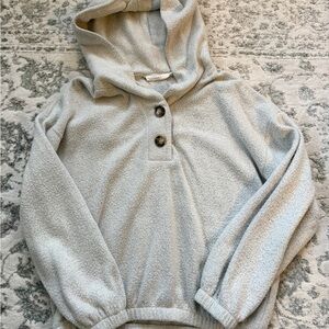 Lush Soft Cream Buttoned Hoodie